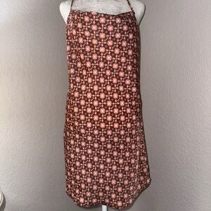 Coral Pink and Brown Patterned Dress